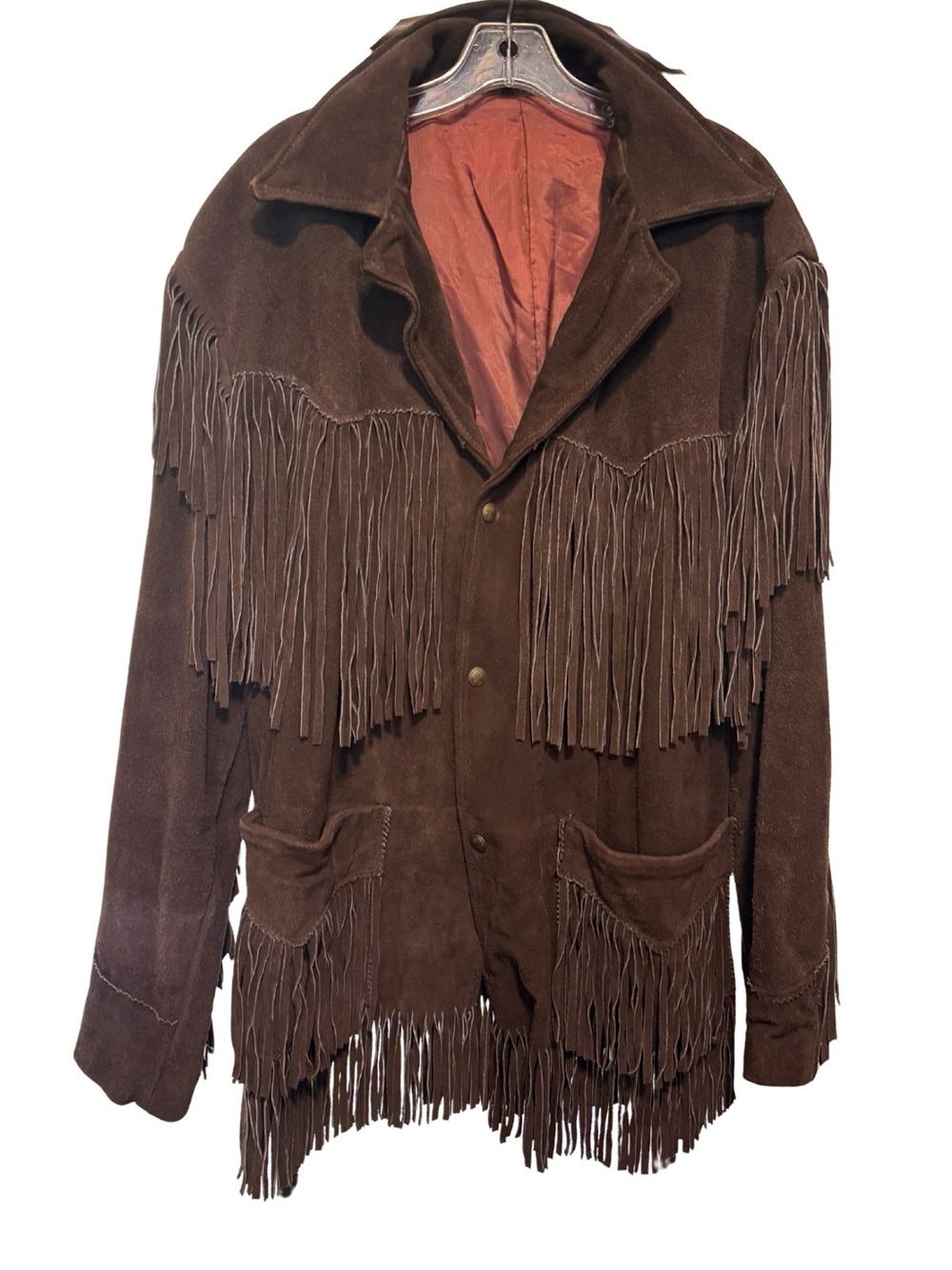 Vintage Fringed Suede Leather Jacket sz42 mens or XL womens - 70s Western